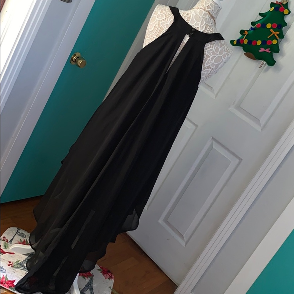 Paper Doll Black Sheer Asymmetrical Maxi Dress - Picture 5 of 11